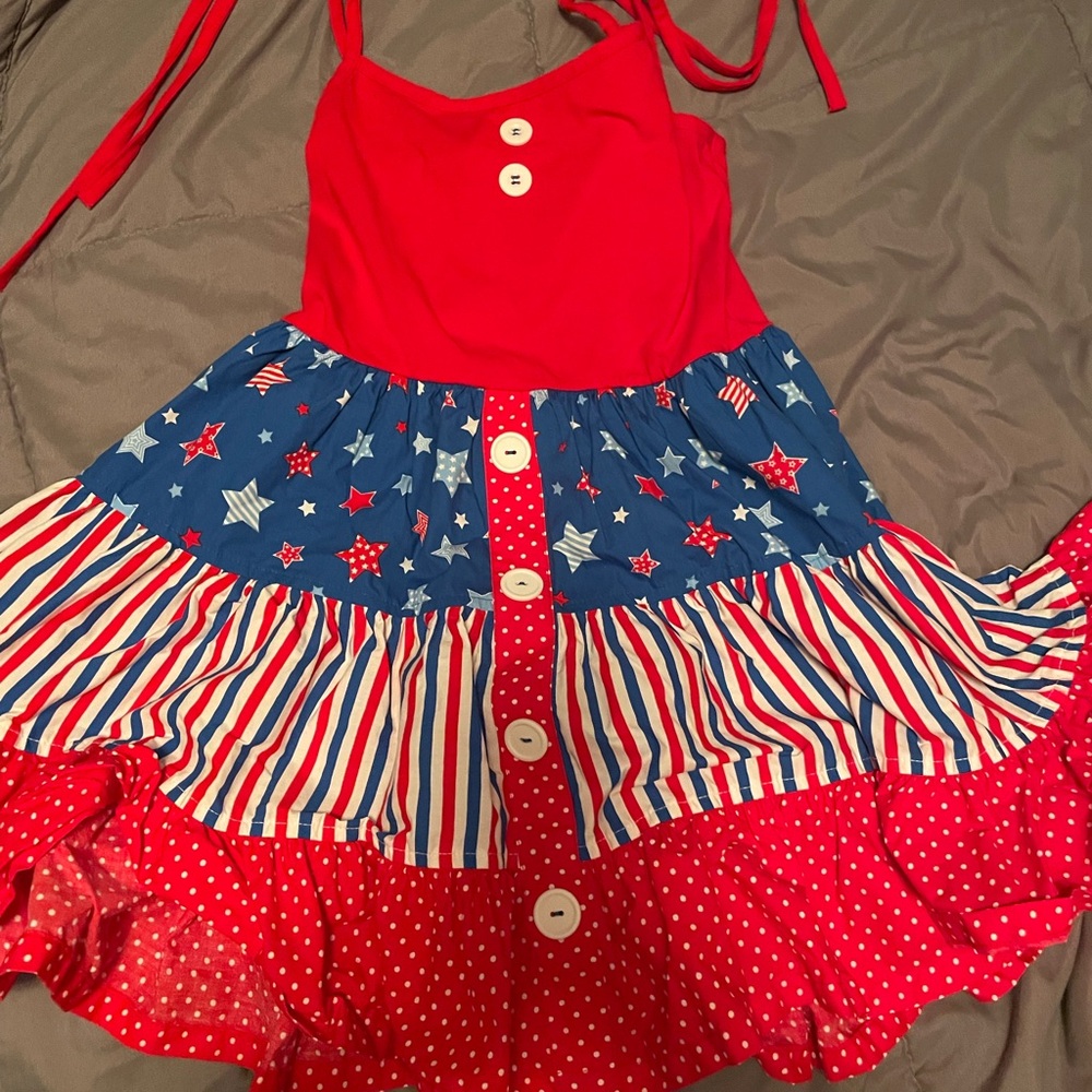 New Red and Blue Patriotic Dress with Stars and Stripes